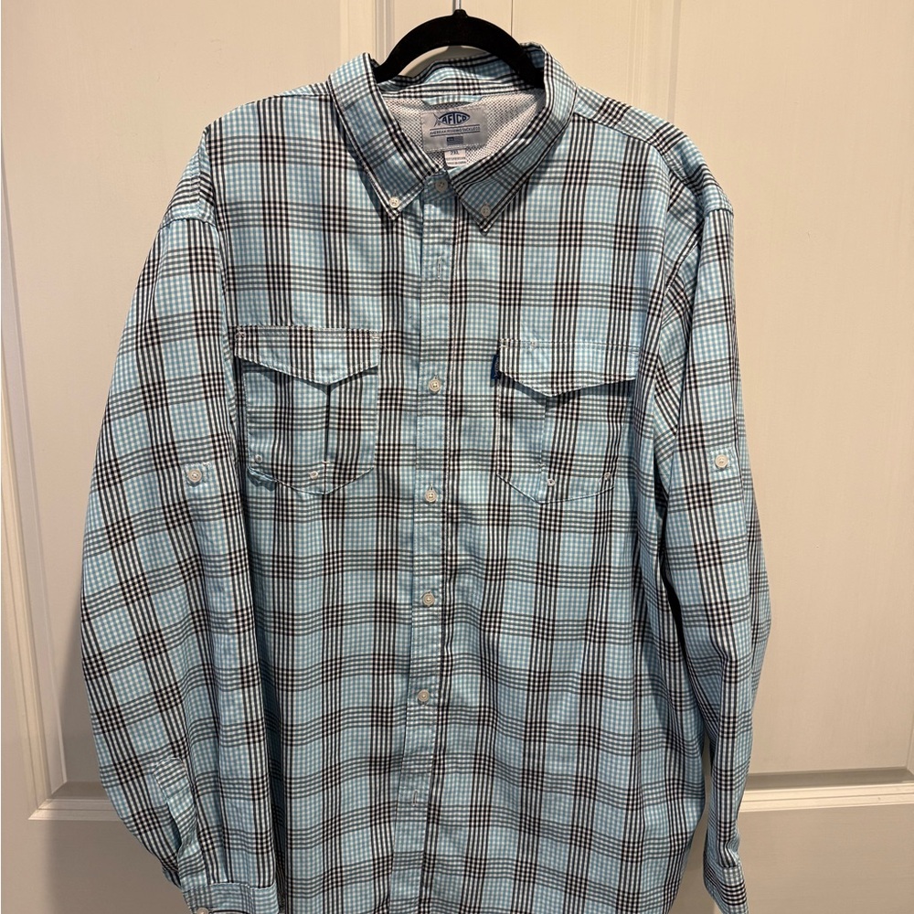 AFTCO Men's Blue Plaid Shirt